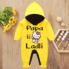 Custom Baby Jump Suit with Hoodie and Socks Papa Laadli YELLOW 1
