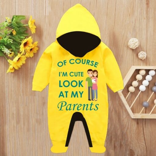 Custom Baby Jump Suit with Hoodie and Socks Parents YELLOW 1