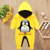 Custom Baby Jump Suit with Hoodie and Socks Penguin YELLOW 1