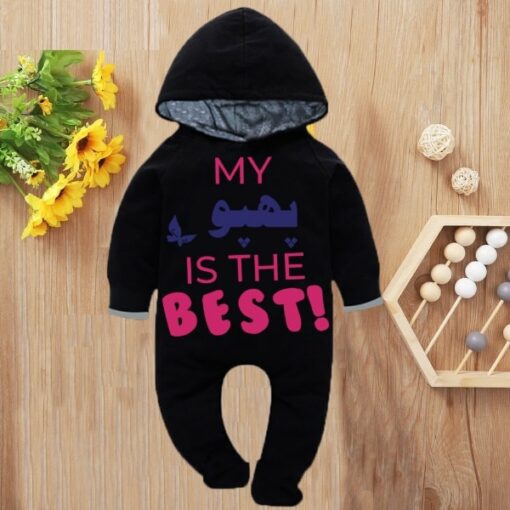 Custom Baby Jump Suit with Hoodie and Socks Phuppo Best BLACK 1