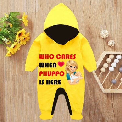 Custom Baby Jump Suit with Hoodie and Socks Phuppo Cares YELLOW 1