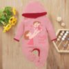 Custom Baby Jump Suit with Hoodie and Socks Pretty Mommy PINK 1