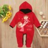 Custom Baby Jump Suit with Hoodie and Socks Pretty Mommy RED 1