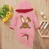 Custom Baby Jump Suit with Hoodie and Socks Rabbit PINK 1