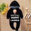 Custom Baby Jump Suit with Hoodie and Socks Sakht Launda BLACK 1