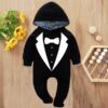 Custom Baby Jump Suit with Hoodie and Socks Suit BLACK 1