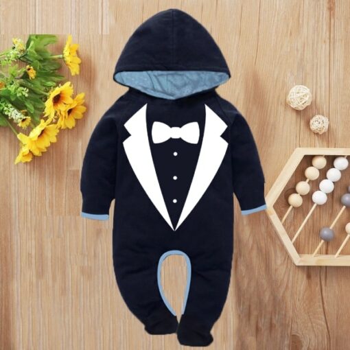 Custom Baby Jump Suit with Hoodie and Socks Suit BLUE 1
