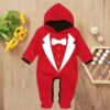 Custom Baby Jump Suit with Hoodie and Socks Suit RED 1