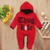 Custom Baby Jump Suit with Hoodie and Socks Thug Life RED 1