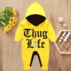 Custom Baby Jump Suit with Hoodie and Socks Thug Life YELLOW 1