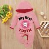 Custom Baby Jump Suit with Hoodie and Socks Tooth PINK 1
