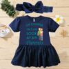 Customised Frock with Headband Cute Parents BLUE 1