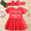 Customised Frock with Headband Daddys Girl RED 1 1