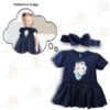 Customised Frock with Headband Kitty BLUE 1