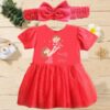 Customised Frock with Headband Pretty Mommy RED 1 1