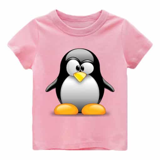 Customized T Shirt 3D Penguin Pink