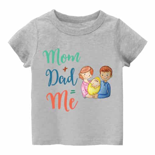Customized T Shirt Mom Plus Dad Me Grey