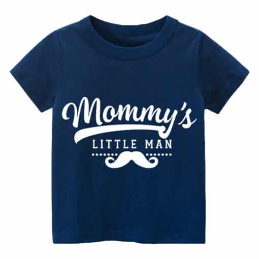 Customized T Shirt Mommys Little Man Navy Blue