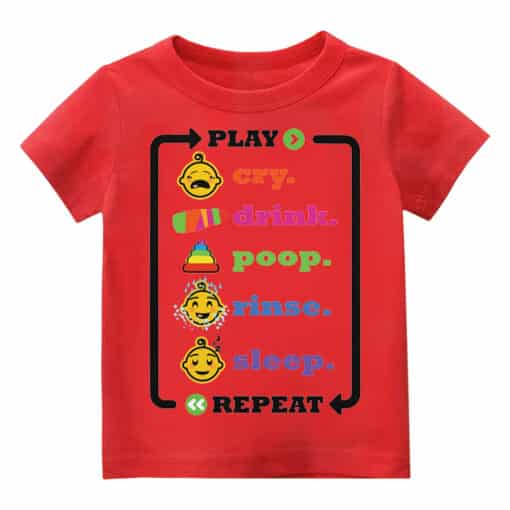 Customized T Shirt Play Repeat Red