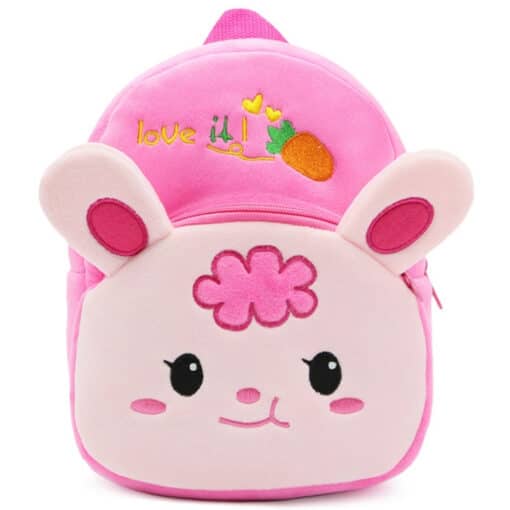Cute Mini Children School Plush Bag Bunny Pink.