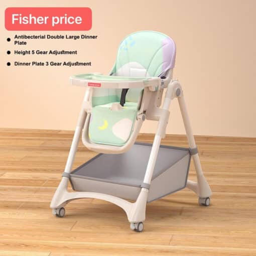 Fisher Price I PP Adjustable Feeding High Chair With Wheels Green. RI