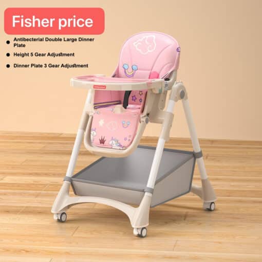 Fisher Price I PP Adjustable Feeding High Chair With Wheels Pink. RI
