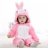 Fleece Hoodie Full Body Character Suit Pink Rabbit