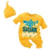 Full Body Romper With Cap Baby Shark Doo Doo Gold
