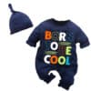 Full Body Romper With Cap Born To Be Cool Navy Blue