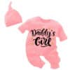 Full Body Romper With Cap Daddys Girl Pink