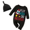 Full Body Romper With Cap Fly Now Or Never Black