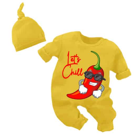 Full Body Romper With Cap Lets Chill Yellow
