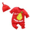 Full Body Romper With Cap Your Are Pearfect Red