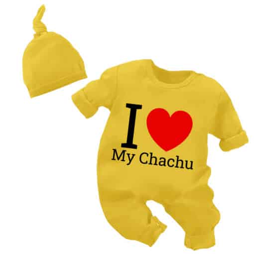 Full Body Romper with Cap I Love My Chachu Yellow