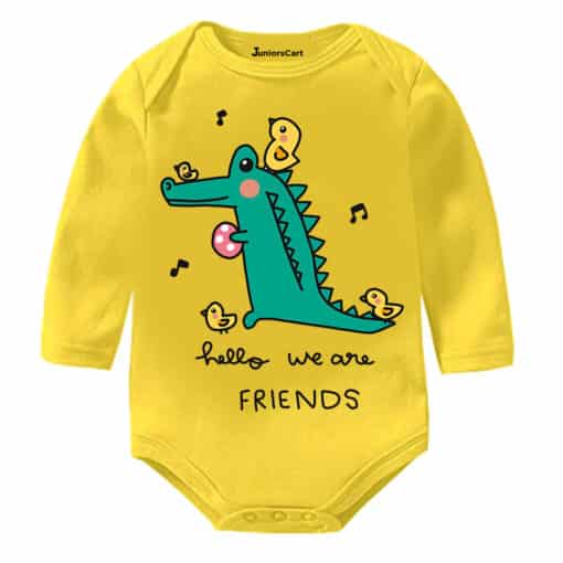 Full Sleeves Romper Hello We Are Friends Yellow