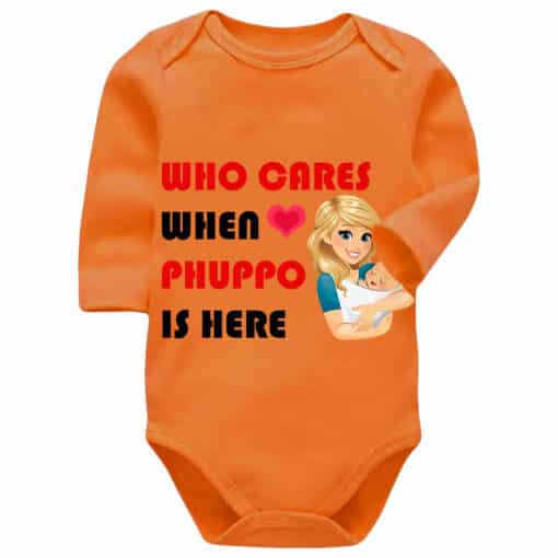 Full Sleeves phuppo cares Romper Orange
