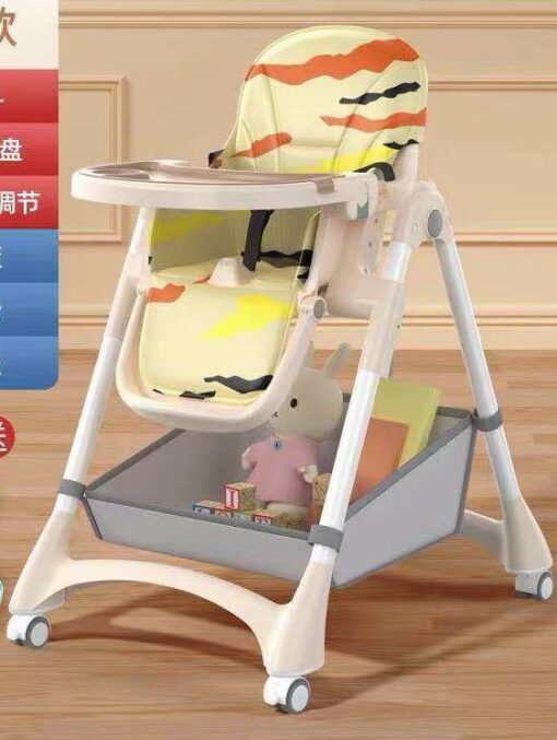 Infantes I PP Adjustable Feeding High Chair With Wheels YELLOW