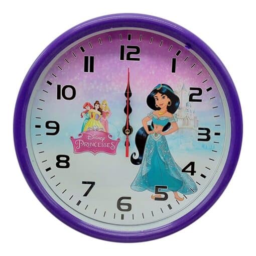 Kids Wall Clock Purpe Disney Princess