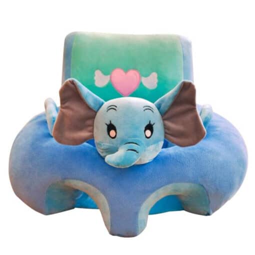 Learn to Sit with Back Support 3D Character Baby Floor Seat Blue Elephant.