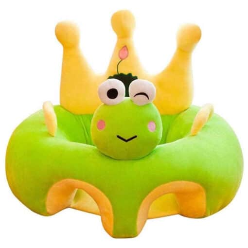 Learn to Sit with Back Support 3D Character Baby Floor Seat Green Crown Frog.