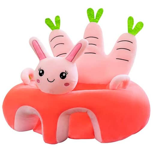Learn to Sit with Back Support 3D Character Baby Floor Seat Pink Bunny Carrot.