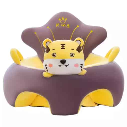 Learn to Sit with Back Support Baby Character Floor Seat with Side Handles Purple Tiger.