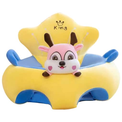 Learn to Sit with Back Support Baby Character Floor Seat with Side Handles Yellow And Blue Dog.