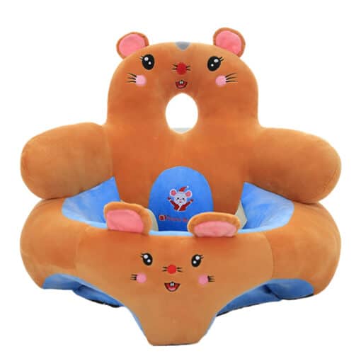 Learn to Sit with Back Support Baby Floor Seat Long Back Cute Character BROWN.
