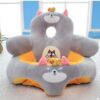 Learn to Sit with Back Support Baby Floor Seat Long Back Cute Character GREY1