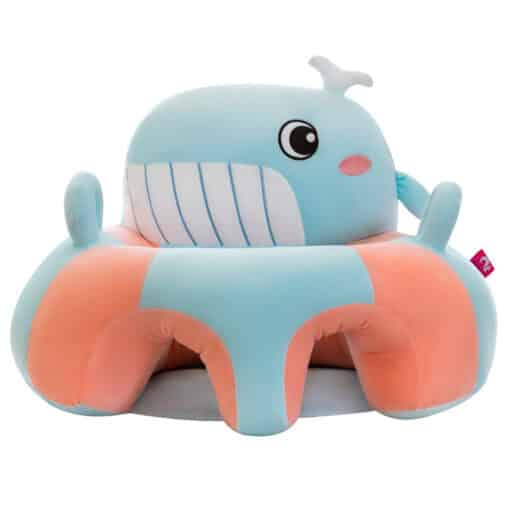 Learn to Sit with Back Support Baby Floor Seat New Side Face Light Blue Pink Whale.