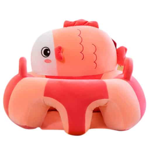 Learn to Sit with Back Support Baby Floor Seat New Side Face Pink Fish.