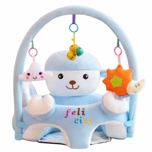 Learn to Sit with Back Support Baby Floor Seat with Toy Bar BLUE SNOW MAN.
