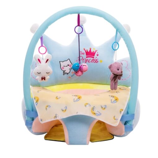 Learn to Sit with Back Support Baby Floor Seat with Toy Bar Blue Crown