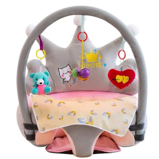 Learn to Sit with Back Support Baby Floor Seat with Toy Bar Grey Crown Princess.